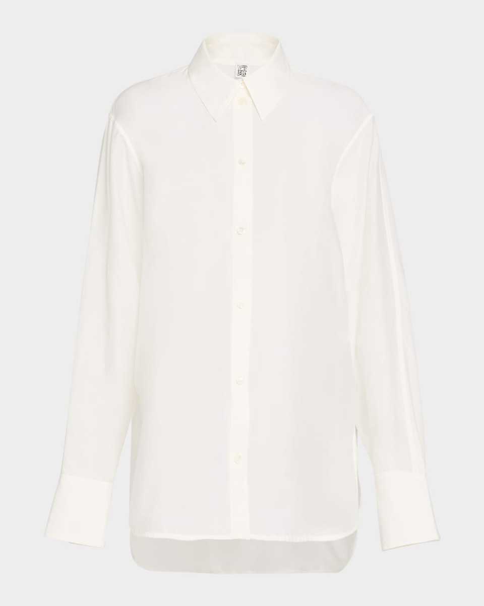 Relaxed Voile Button-Down Shirt